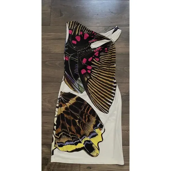 Roberto Cavalli Multicolor Butterfly Print Dress Size: 40 - Picture 9 of 9